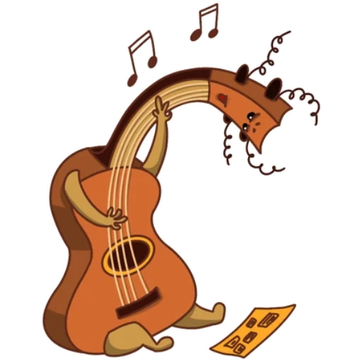 violão, ukulele, guitarra de desenho animado