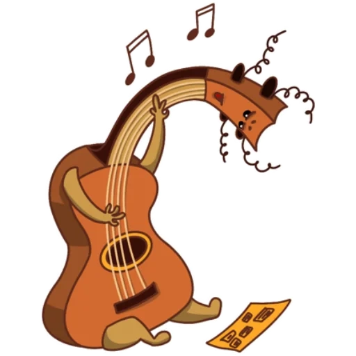 gitarre, ukulele, cartoongitarre