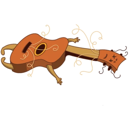 vector de la guitarra, guitarra de dibujos animados, ilustración de guitarra, fondo blanco marrón