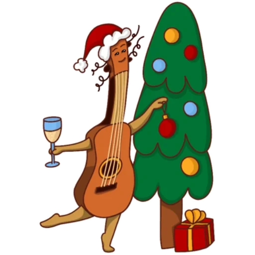 tiburón, ukelele, santa con guitarra, dibujo de ukelele, ilustración de guitarra