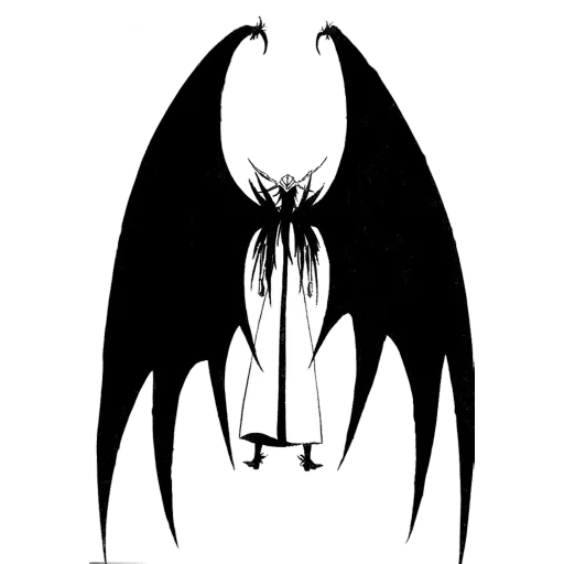 ulkiorra, ulkiorra sifer, ailes de chauve-souris, sketch de tatouage d'ulkiorra, les ailes de la silhouette démoniaque