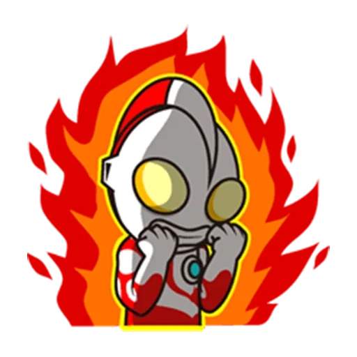 anime, ultraman, skull with fire, skull sticker, ultraman cartoon