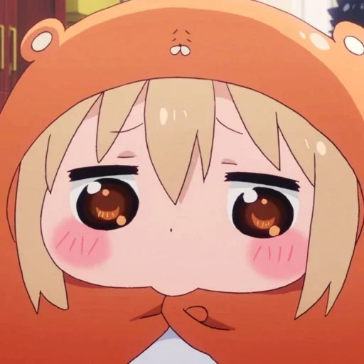 umaru, schwester umaru, zwei gesicht schwester umaru, anime zwei gesichtere schwester umaru, zwei mit zwei gefangenen schwester umaru traurig