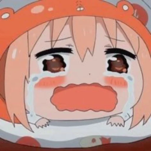 umaru, soeur à deux mèches umaru, umaru chan, anime two face soeur umaru, double sœur umaru crie