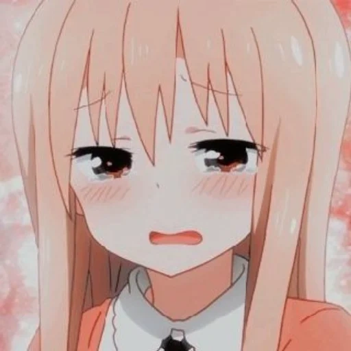 умару чан аниме, аниме умару, рисунок, смущенное лицо аниме, грустная аниме пикча