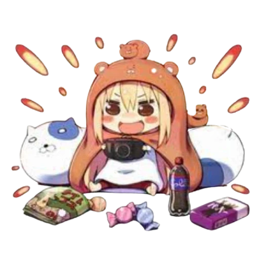 umaru, daimaru chen, omarutian, two-faced pill, anime two-faced sister daimaru