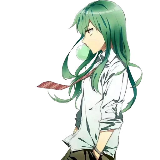 gravata, o primeiro som é lindo, animação verde, campo de cabelo verde, cabelo verde anime