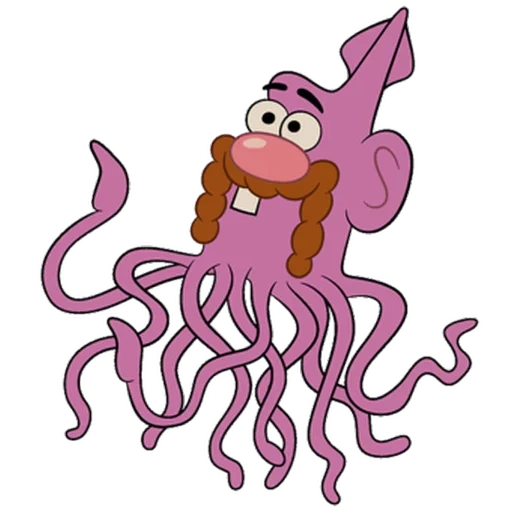 octopus, uncle grandfather, uncle grandpa characters, the octopus is a transparent background, to be all fingers and thumbs idiom