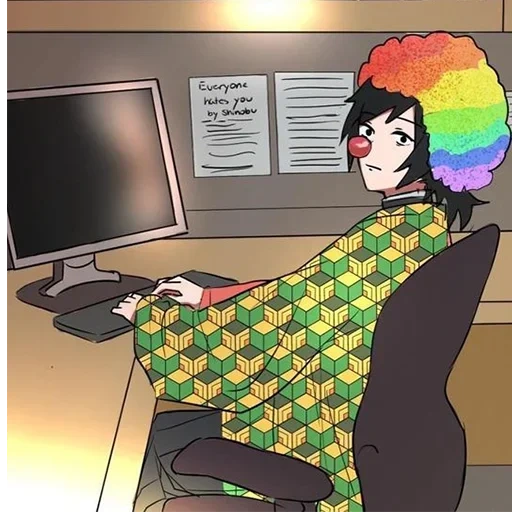 emo anime, anime meme, nezuko giyu, tomioka meme, anime lustig