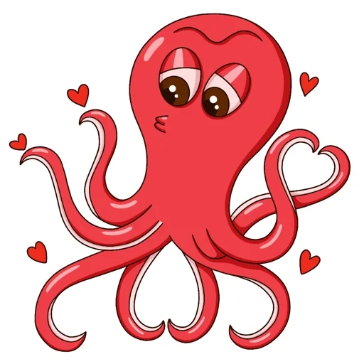 polpo rosso, octopus rosa, il polpo è rosso, octopus di cartoni animati, disegno per bambini di octopus