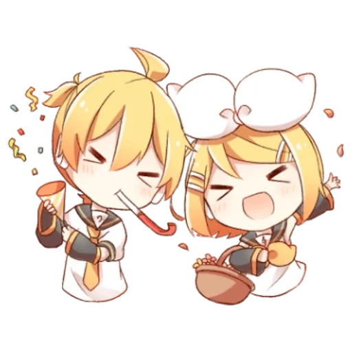 anime, kagamine len, kagamin rin chibi