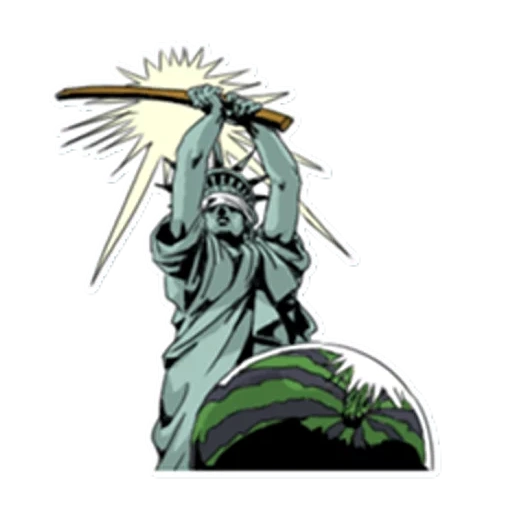 animation, weed art, lady liberty, statue of liberty, anime statue of liberty