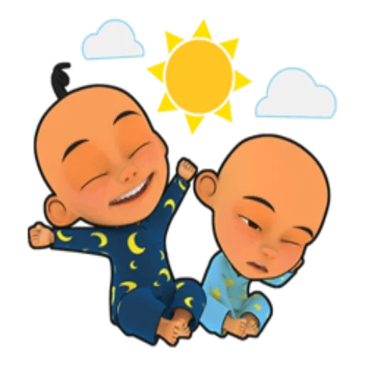 upin, emoji, asiático, wu ping um produto, upin ipin logo