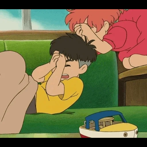 anime caldo, pesce scogliera ponyo, piccolo pesce ponyo scogliera alambicco, pesce scogliera ponyo, hayao miyazaki xiaoyu po niu