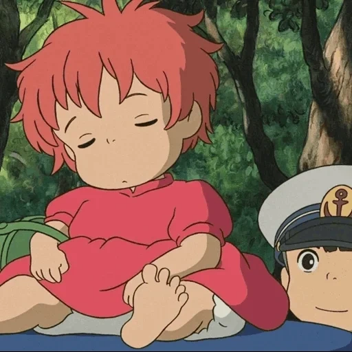 anime, studio ghibli, ponyo pono sasuke, ikan ponyo utes, hayao miyazaki rybka ponyo