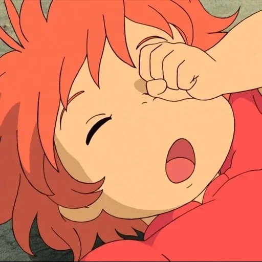 imagen, el pescado está durmiendo, ponyo ponyo utes, pescado ponyo abuela, pez ponyo clorie kumiko