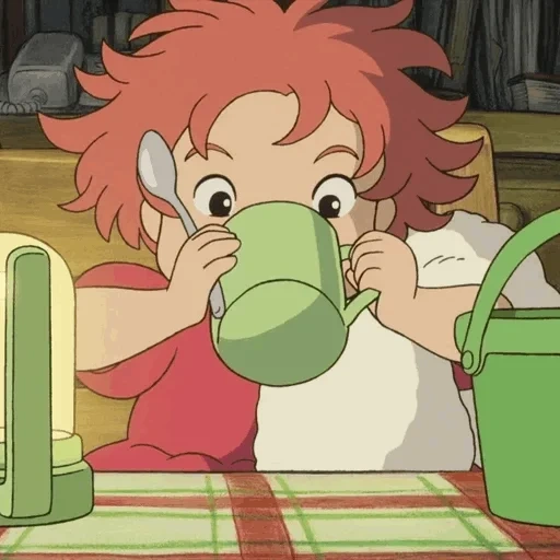 animação é fofa, facepalm ponyo, peixe de penhasco de menina de onda, animação miyazaki miyazaki, animação peixe onda garota