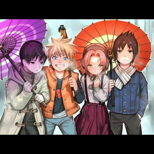 naruto, team 7 naruto, naruto saison 1, personnages d'anime, anime naruto milota