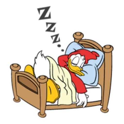 interior, donald duck, cartoon about dreams, good night caricature, good night with donald duck