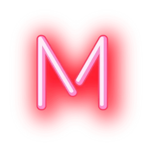 neon letters, pink neon light, neon letters, neon letter m, neon letters without background