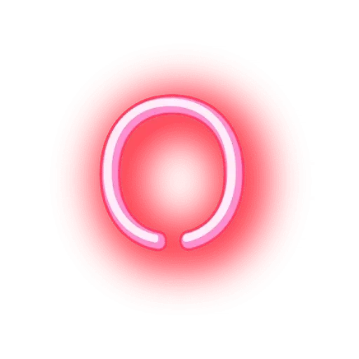 círculo rosado, círculo de neón, circulo rojo, carta de neón o, círculo de neón rojo