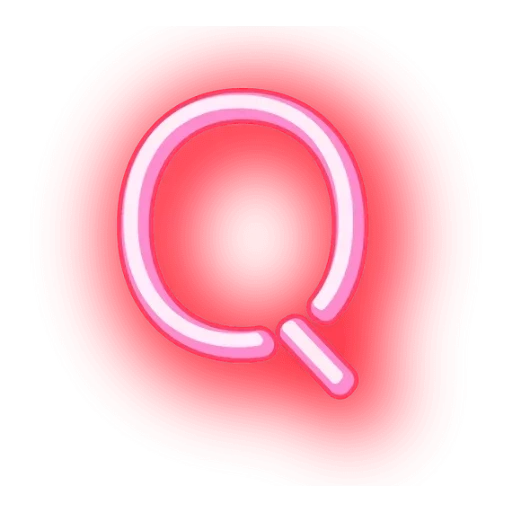 magnifier icon, neon background, pink circle, neon lights, neon letter o