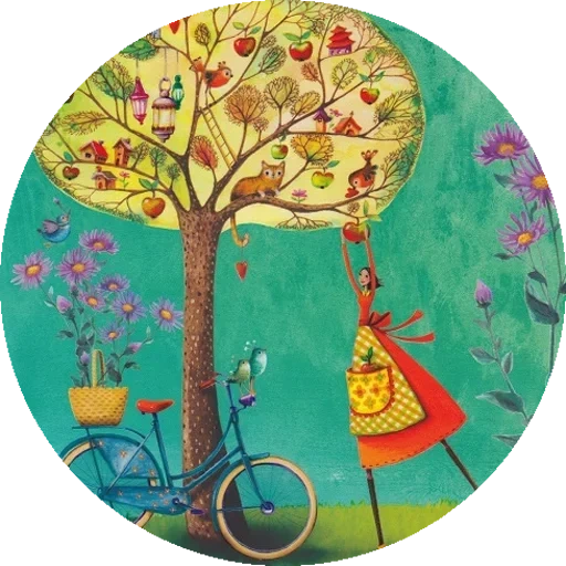 figure, tree children's painting, art illustration, gail boissonnard illustrator, illustrator mila marquis