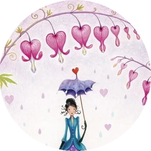 pattern umbrella, umbrella pattern, illustrations by milla marquis, mila marquis spring illustration, beautiful painting of happiness canvas