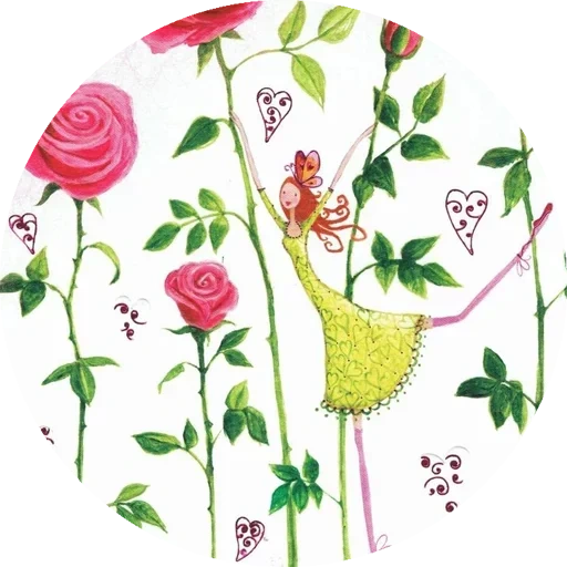 fiori, fiori di botanica, illustrazione dei fiori, rosa fiore decorativa, illustratore mila marquis