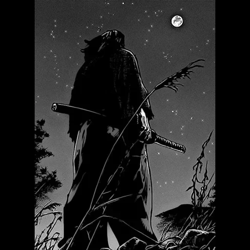 самурай, темнота, человек, черный фантом призрак, миямото мусаси катаной