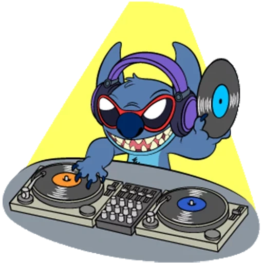 stych, line party, styich roker, stich dj, fictional character