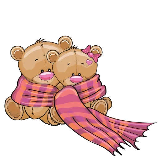 oso charf, bear con una bufanda, dos osos de una bufanda, dibujar dos osos por bufanda, dibujo de oso charf
