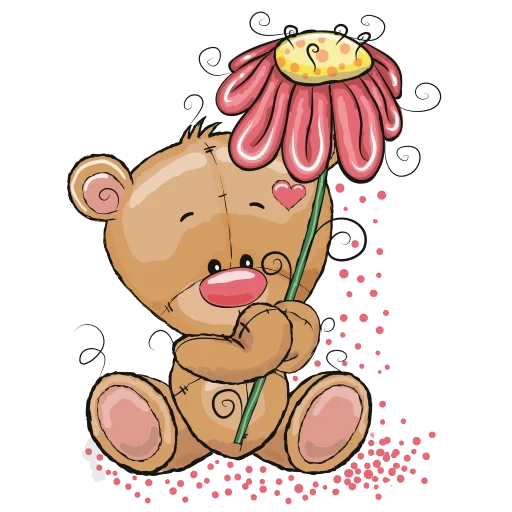 cartoon bear, cute little bear, bear flower vector, cute little bear flower, cute bear cartoon
