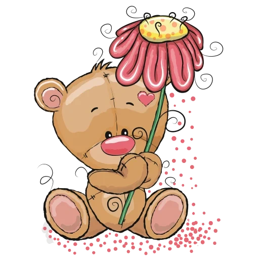 ourson de dessin animé, petit ours mignon, vecteur fleur d'ours, petite fleur d'ours mignon, cartoon d'ours mignon