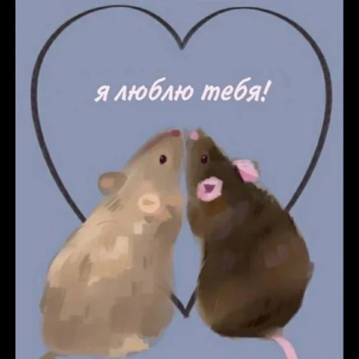 валентинка, крыса сердечком, валентинки милые, влюбленные крысы, смешные валентинки