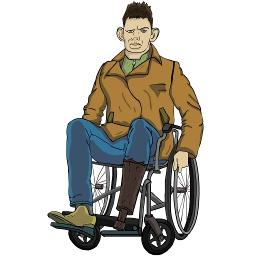 fauteuil roulant, une personne avec un fauteuil roulant, un homme d'un fauteuil roulant, personne en bonne santé avec un fauteuil roulant, garçon avec une illustration en fauteuil roulant