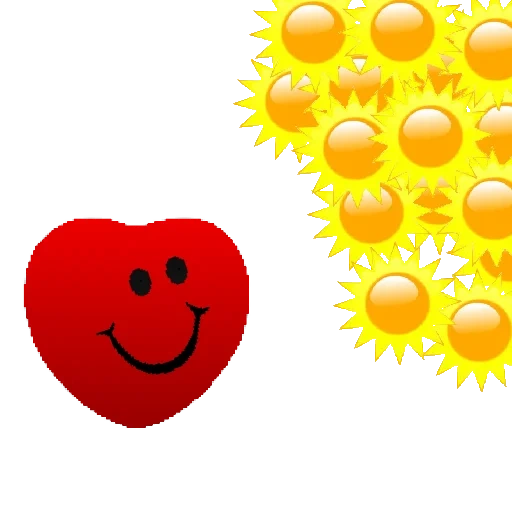 soleil, smiley sun, sunshine smiley, soleil en forme de cœur, animation du sourire du soleil