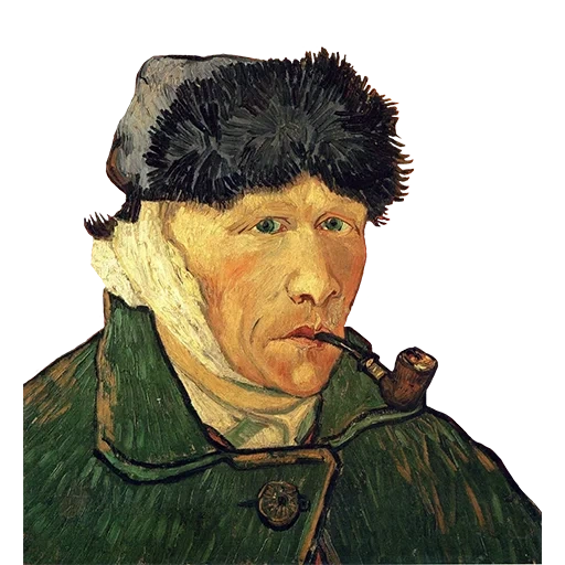 van gogh's self-portrait, self-portrait of vincent van gogh, van gogh's self-portrait is bandaged, van gogh's self-portrait with bandaged ears, van gogh's self-portrait of dressing his ears with a tube