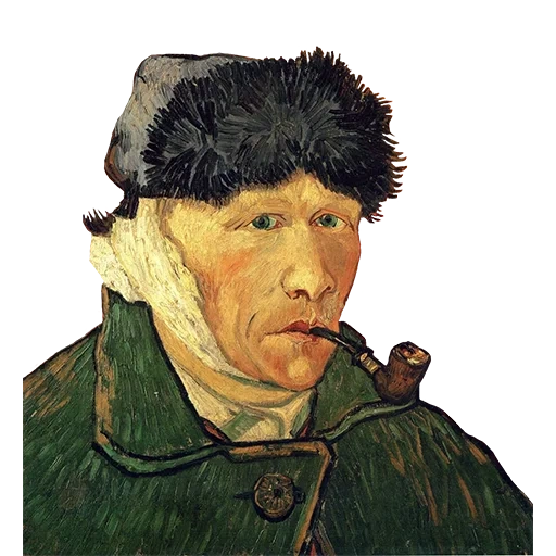 van gogh self cordrait, vincent van gog un autorretrato, van gog self cordrait vendado, van gog autoportrait ear en vendado, van gog self cordrait con una tubería atada