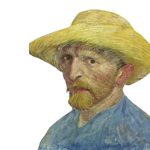 vincent van gogh, portrait of van gogh, self-portrait of vincent van gogh, self-portrait of vincent van gogh 1887, van gogh self-portrait straw hat