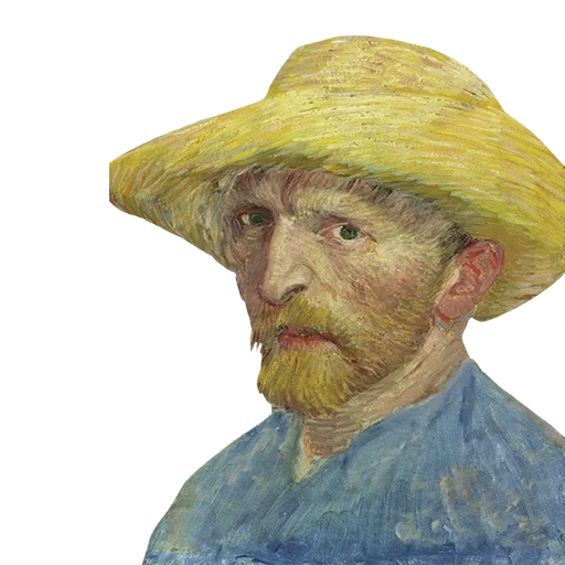 vincent van gogh, portraits de van gogh, vincent van gog un auto-portrait, vincent van gogh self portrait 1887, van gog self portrait paille chapeau