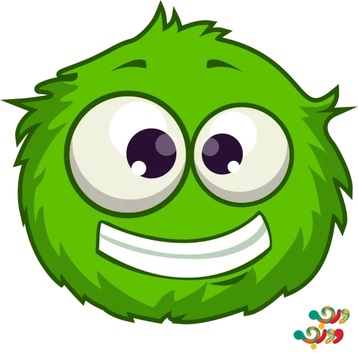 un giocattolo, rainbow puffle, mostro verde, logo della ruota verde