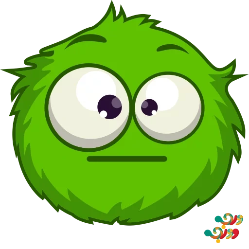 a toy, rainbow puffle, green monster, green fluffy