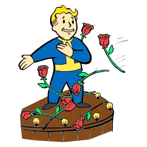 the fallout, vault boy, follotwalter boy, flohmarkt in follaut, blattfähigkeit