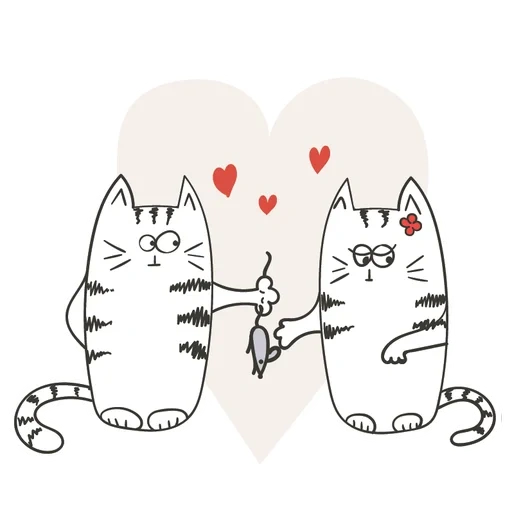l'amour des chats, catets love, dessins amoureux des chats, dessins de chats amoureux, carton cats amoureux