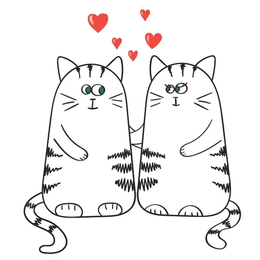 cates amano, kitty in love, i gatti amano i disegni, cats in love drawings, gatti dei cartoni animati innamorati