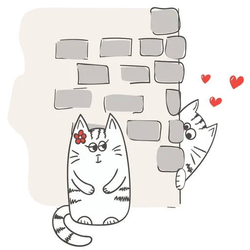 love, the love of cats, kitty in love, cats in love drawings