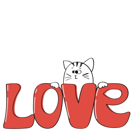 amor, gato, gatos, adoro inscrições de gatos, gato desenhando em amor