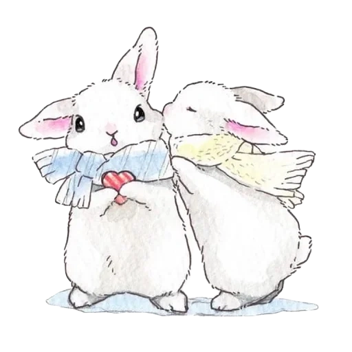 i coniglietti abbracciano, cara arte di coniglio, il coniglio è un disegno carino, conigli carini, coniglio con uno schizzo a matita