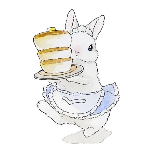 kelinci sedang minum teh, binatang yang lucu, pola lucu kelinci, pola kelinci yang lucu, ilustrasi kelinci menggemaskan